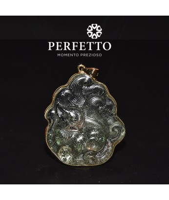 Green Phantom Quartz Nine Tail Fox Pendant